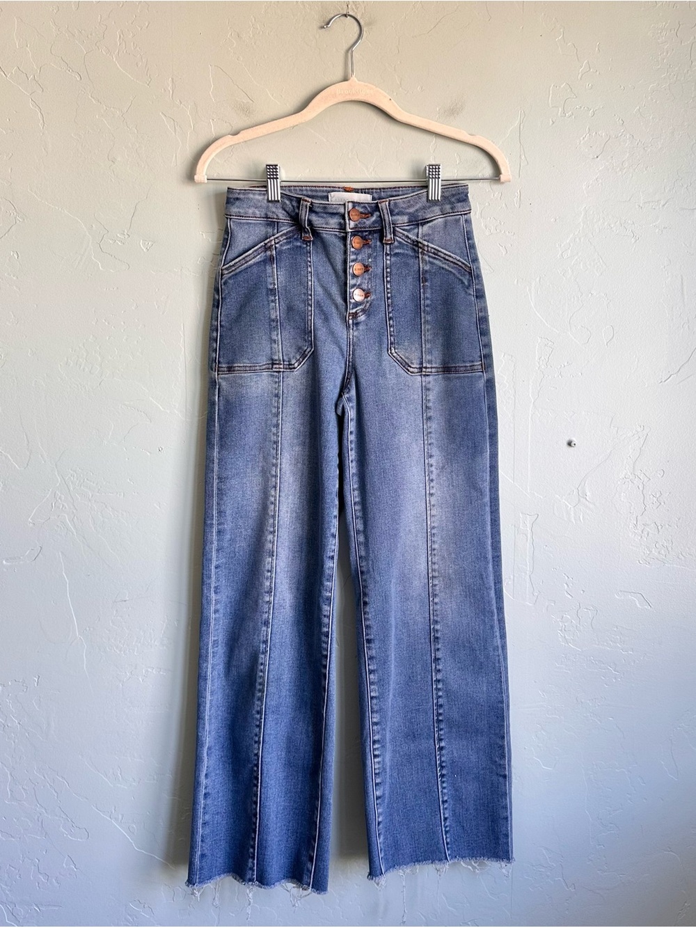 Risen Jeans High-Rise Wide Leg Stretch Crop Denim Jeans Size 26